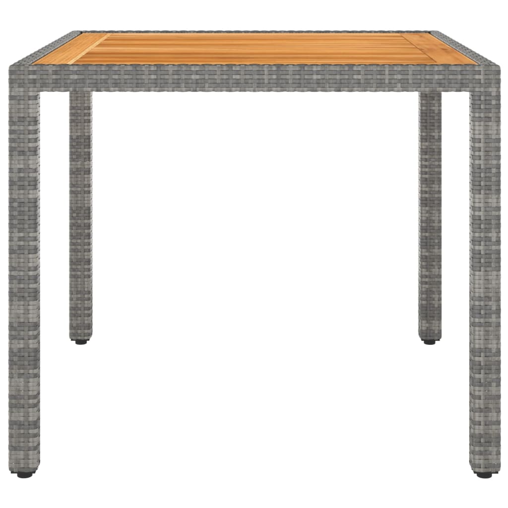 Garden Table Grey 90x90x75 cm Poly Rattan