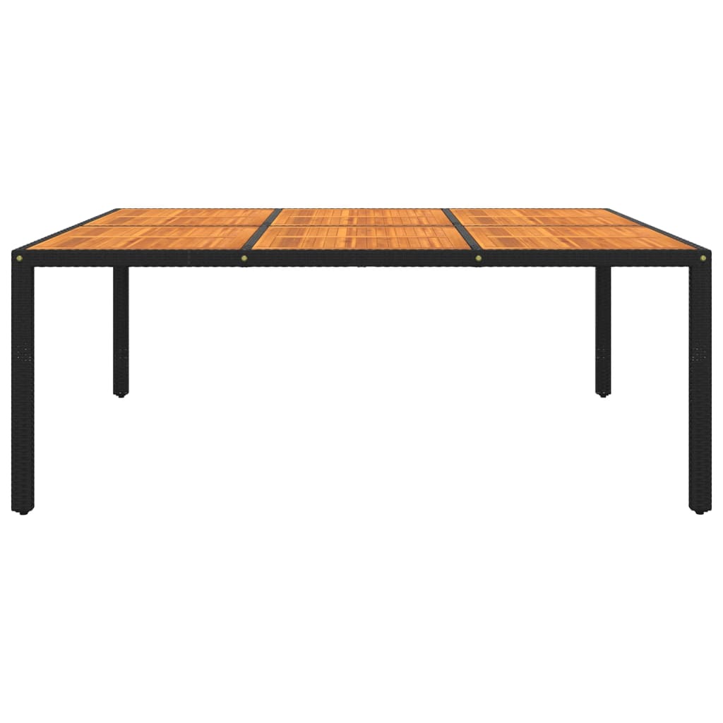 Garden Table 200x150x75 cm Acacia Wood and Poly Rattan Black