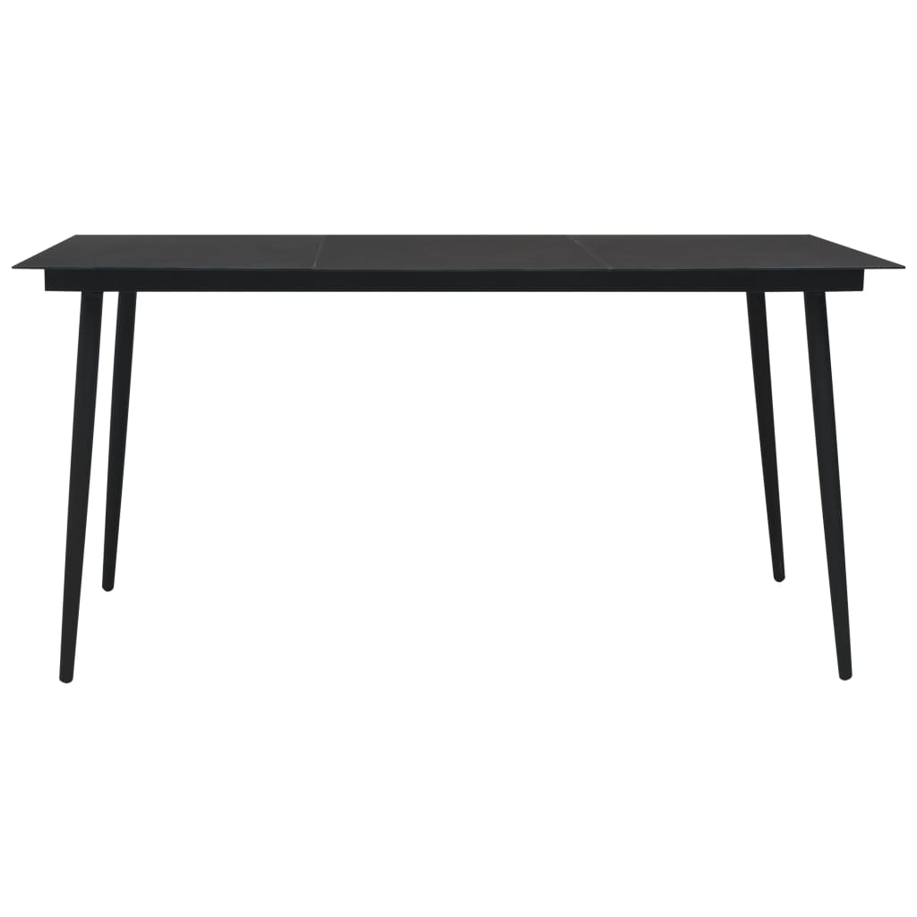 Garden Dining Table Black 150x80x74 cm Steel and Glass