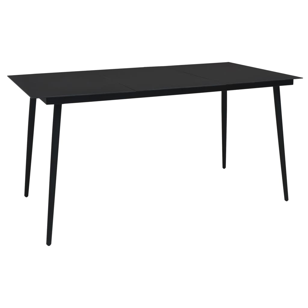 Garden Dining Table Black 190x90x74 cm Steel and Glass