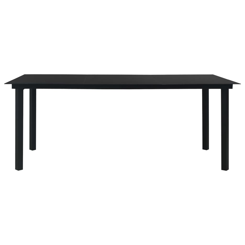 Garden Dining Table Black 190x90x74 cm Steel and Glass