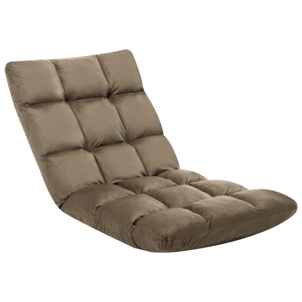 Folding Floor Chair Taupe Microfibre