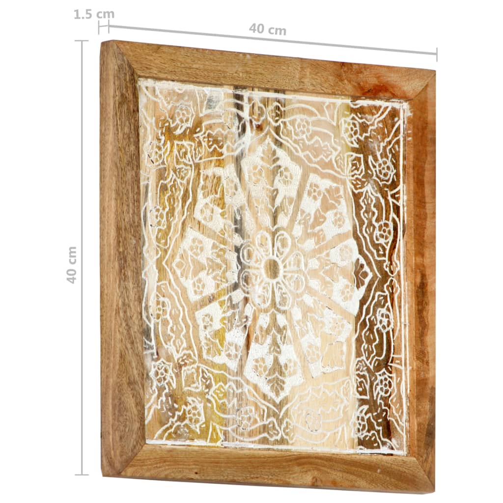 Hand-Carved Wall Panels 2 pcs Solid Mango Wood 40x40x1.5 cm