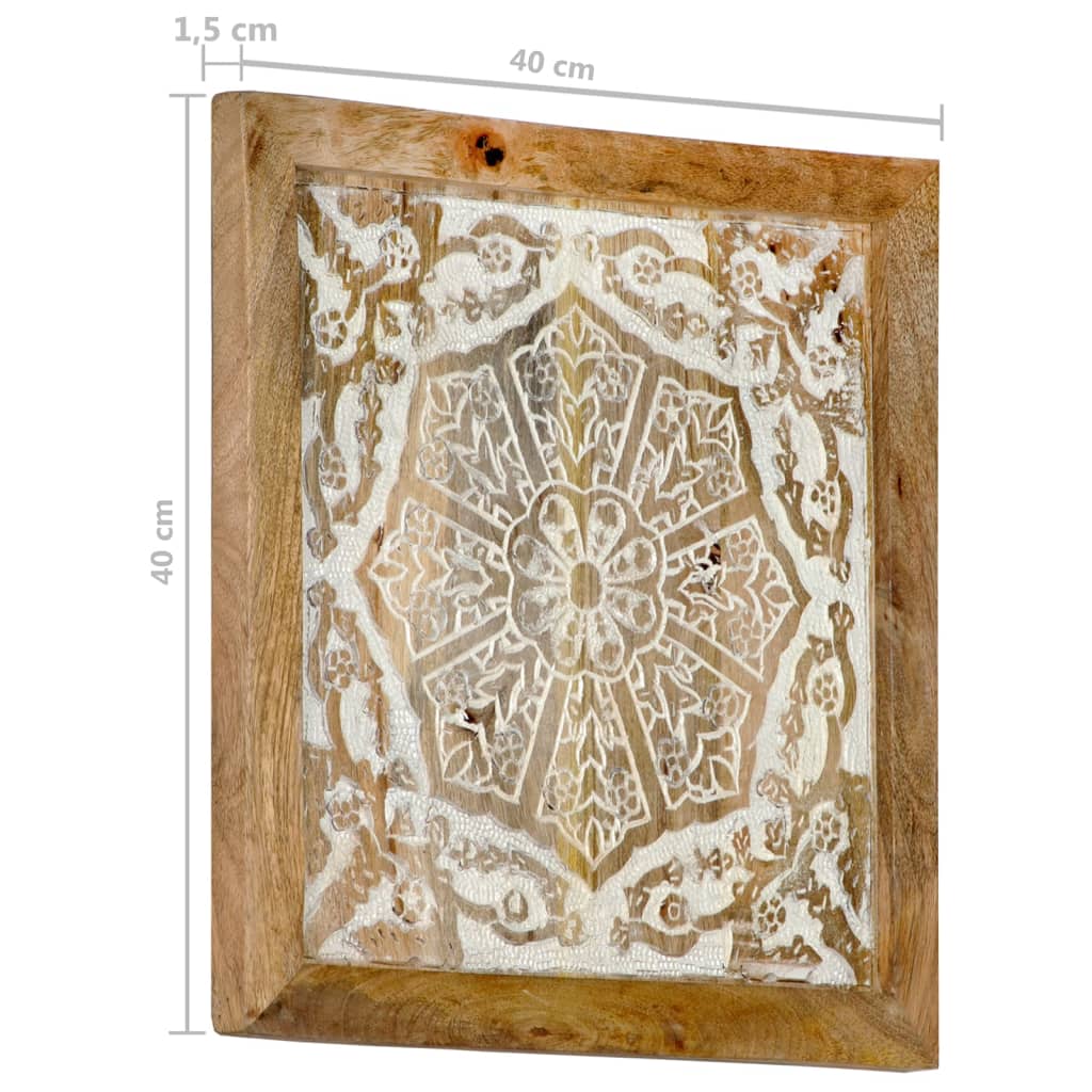 Hand-Carved Wall Panels 2 pcs Solid Mango Wood 40x40x1.5 cm