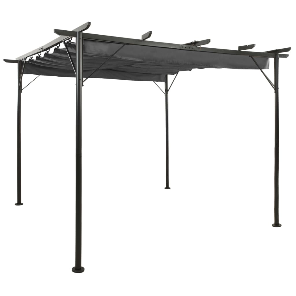 Pergola with Retractable Roof Anthracite 3x3 m Steel 180 g/m²