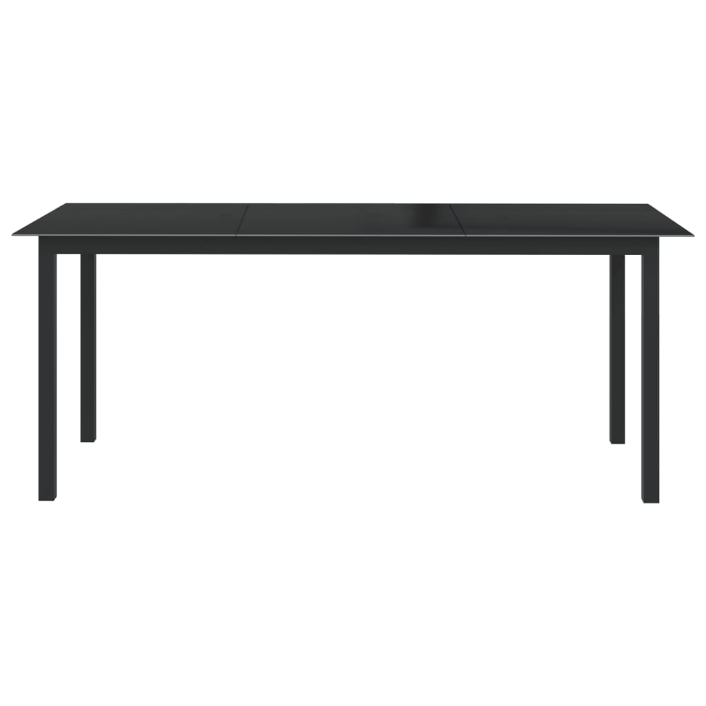 Garden Table Black 190x90x74 cm Aluminium and Glass