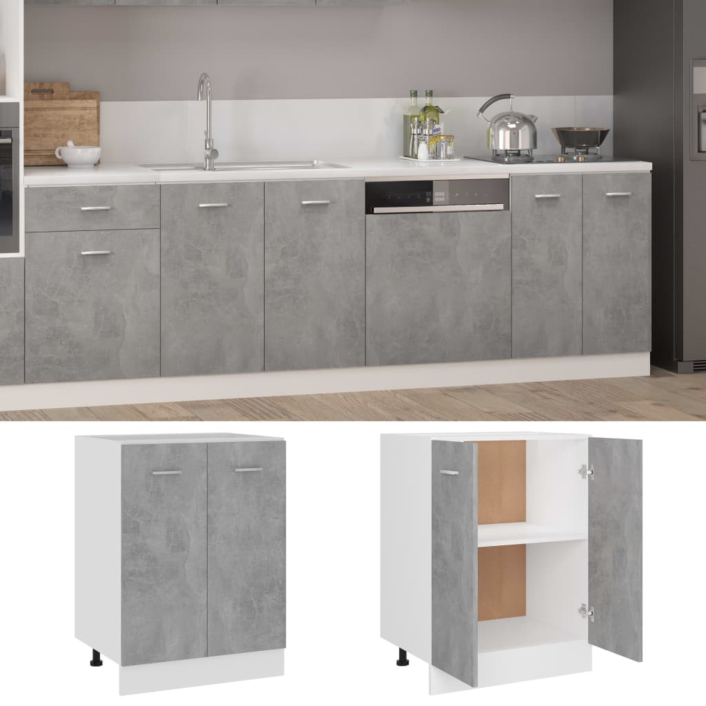 Bottom Cabinet Concrete Grey 60x46x81.5 cm Engineered Wood