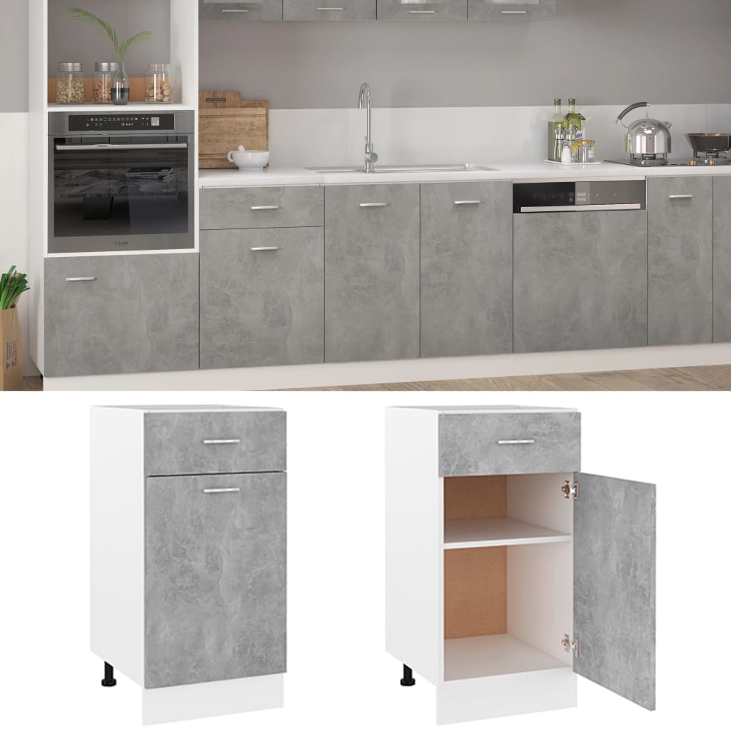 Drawer Bottom Cabinet Concrete Grey 40x46x81.5 cm Engineered Wood