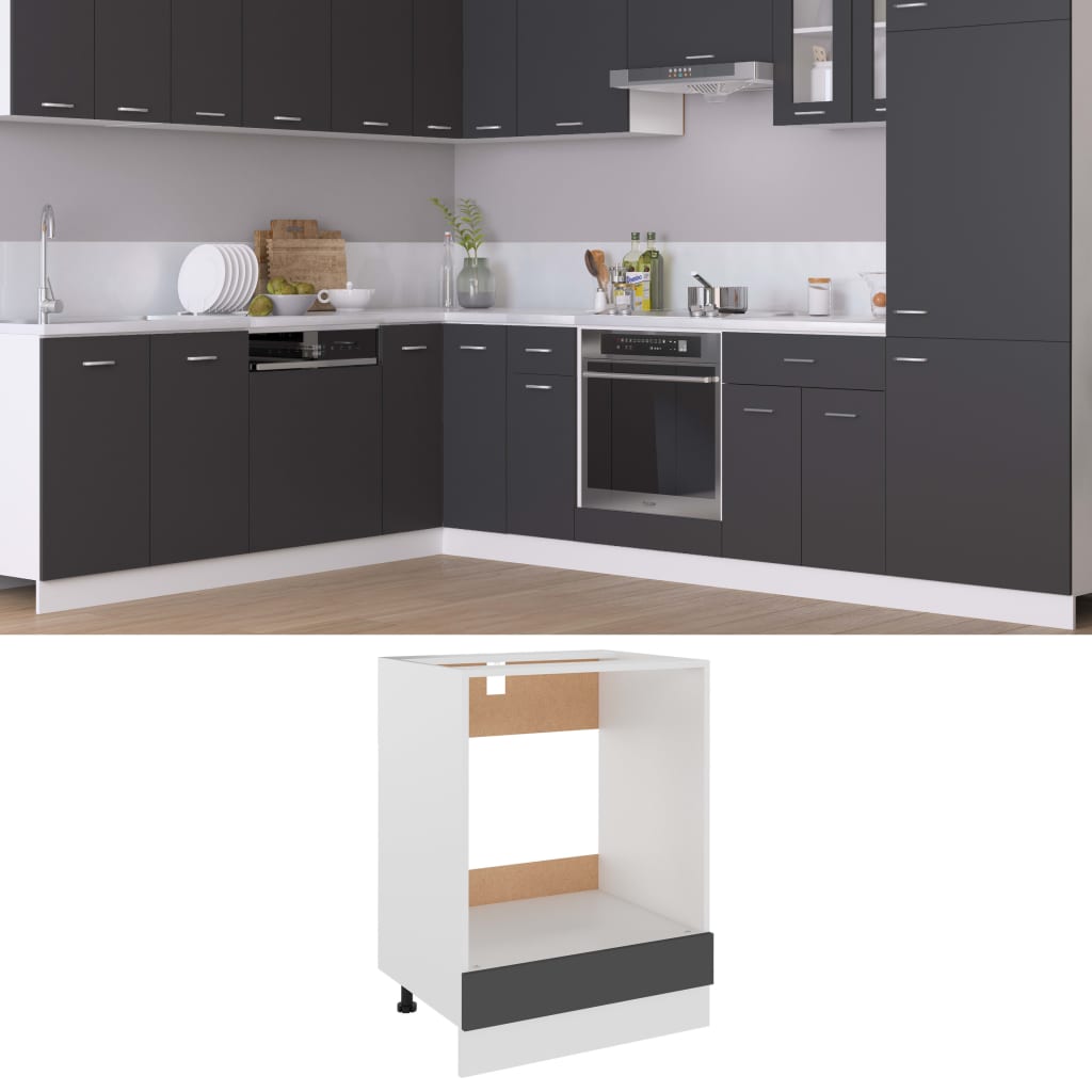 Oven Cabinet Grey 60x46x81.5 cm Engineered Wood