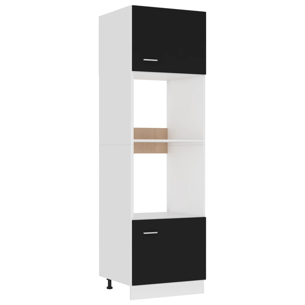 Microwave Cabinet Black 60x57x207 cm Engineered Wood