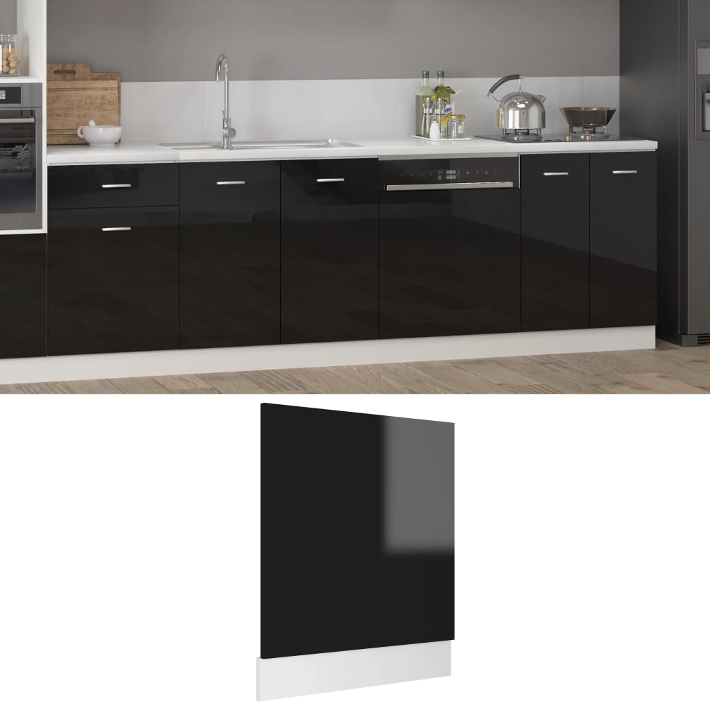 Dishwasher Panel Lyon High Gloss Black 59.5x3x67 cm Engineered Wood