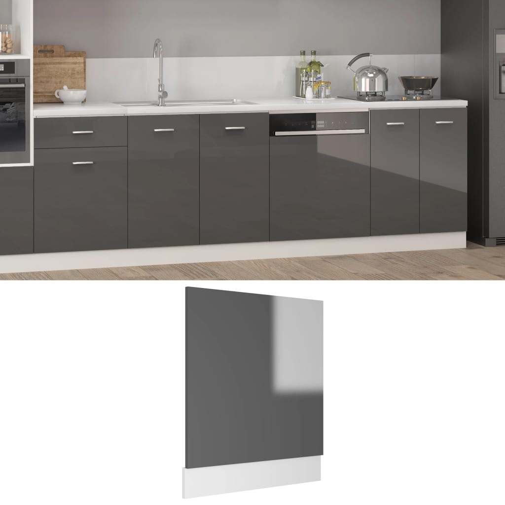 Dishwasher Panel Lyon High Gloss Grey 59.5x3x67 cm Engineered Wood