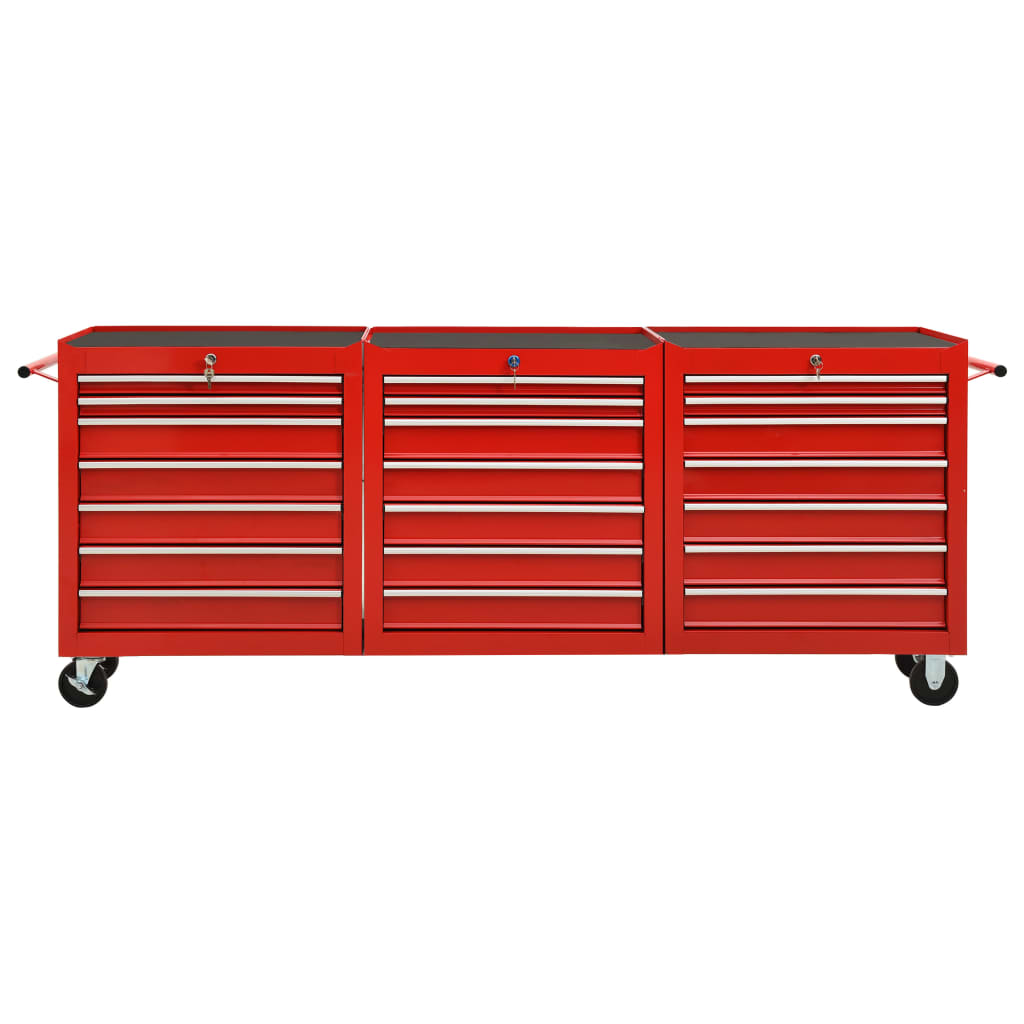 Tool Trolley with 21 Drawers Steel Red