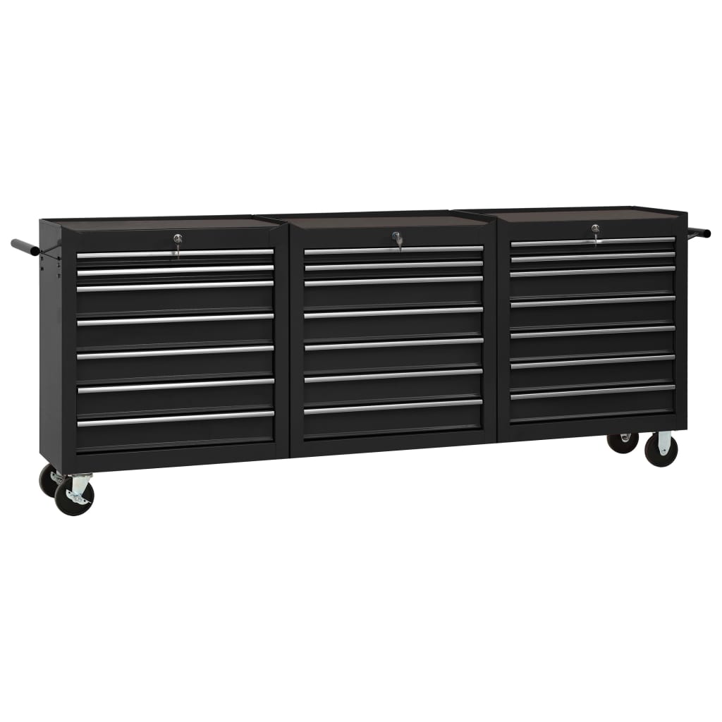 Tool Trolley with 21 Drawers Steel Black