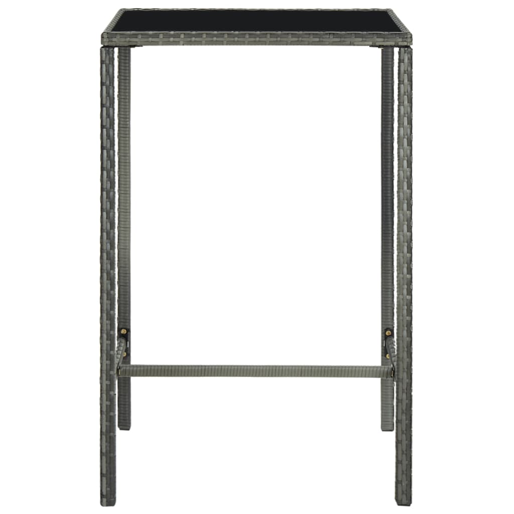 Garden Bar Table Grey 70x70x110 cm Poly Rattan and Glass