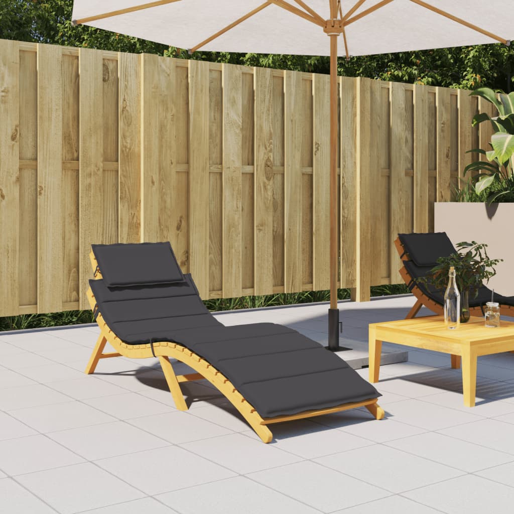 Sun Lounger Cushion Black 186x58x4cm Oxford Fabric