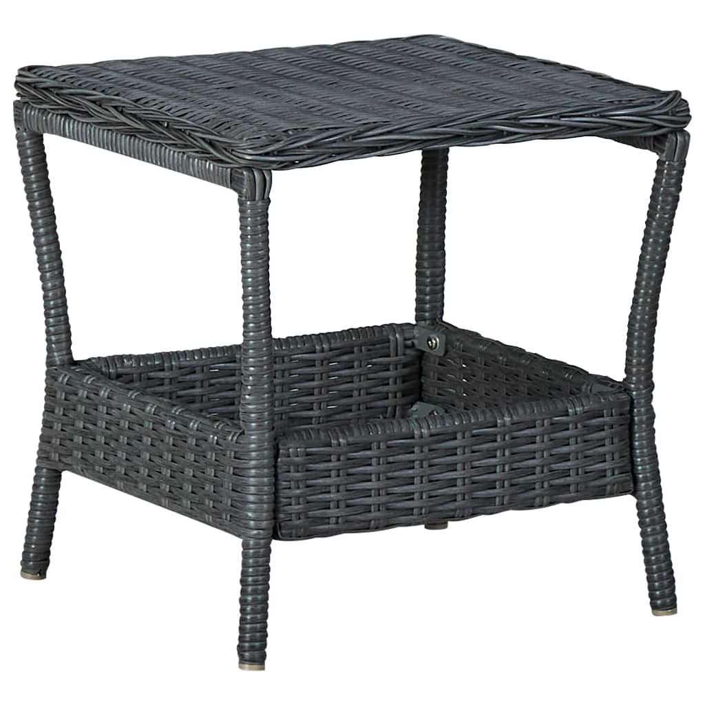 Garden Table Dark Grey 45x45x46.5 cm Poly Rattan