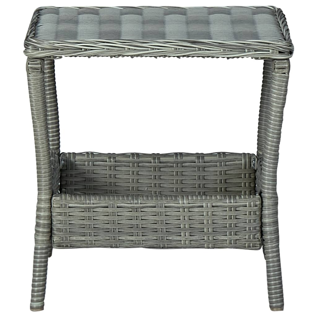 Garden Table Light Grey 45x45x46.5 cm Poly Rattan