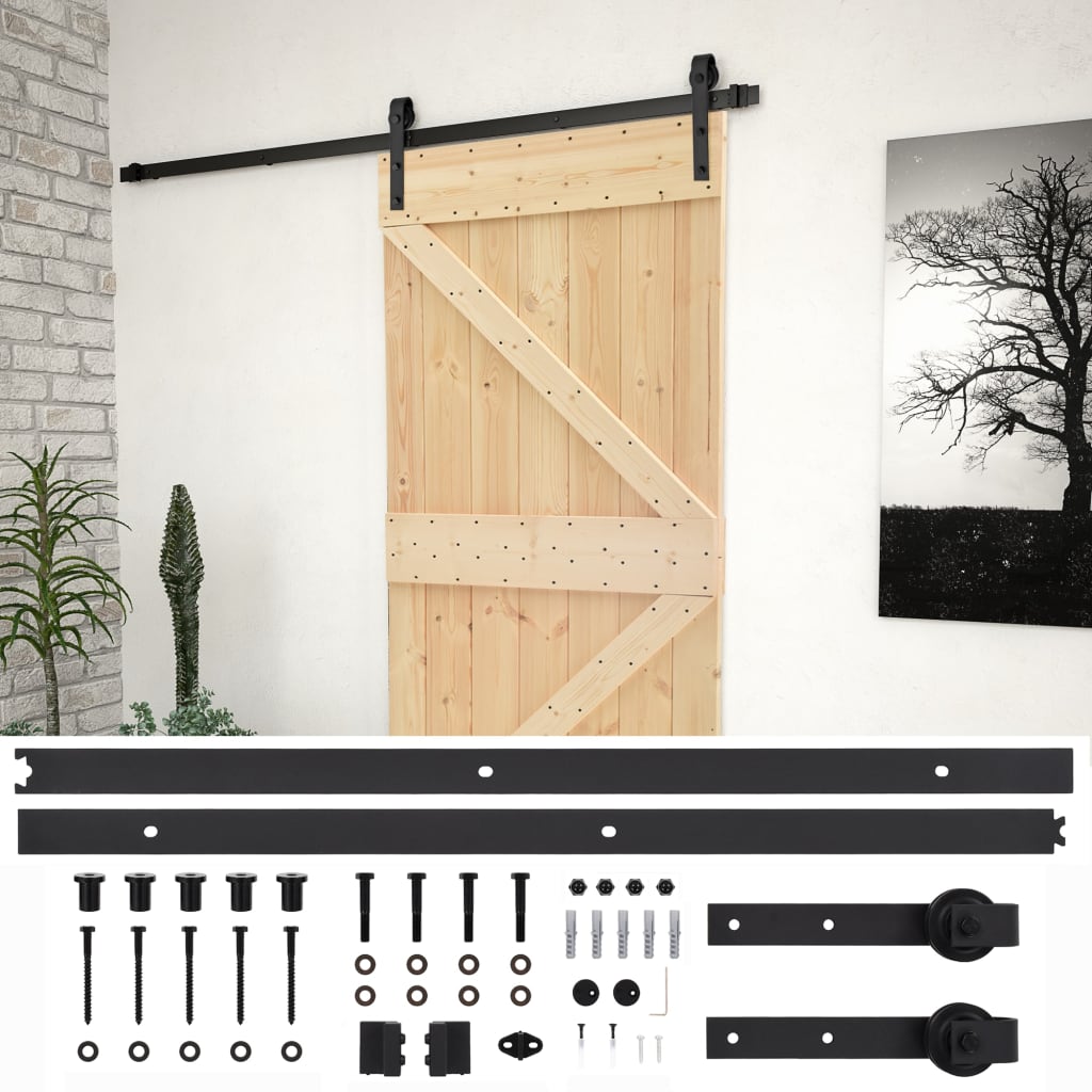 Sliding Door with Hardware Set 100x210 cm Solid Pine Wood