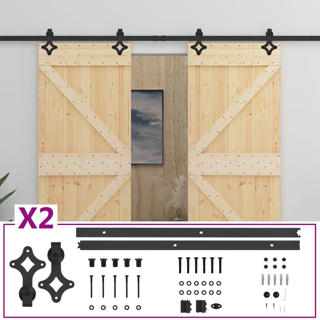 Sliding Door with Hardware Set 80x210 cm Solid Pine Wood