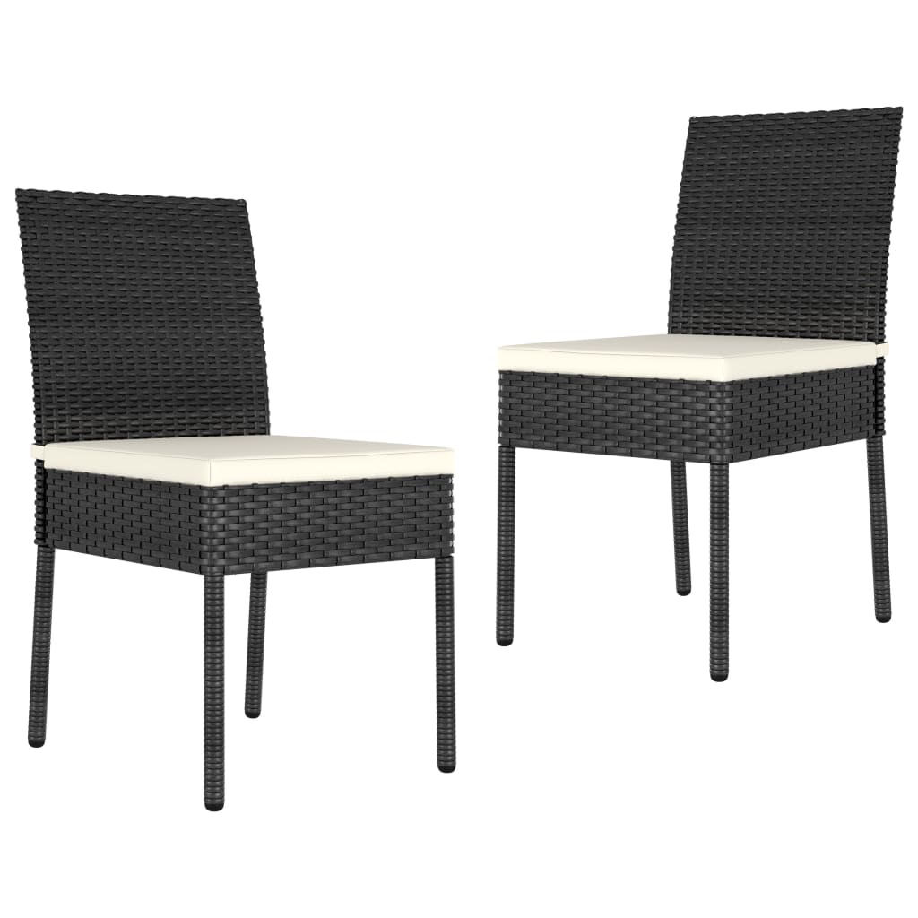 Garden Dining Chairs 2 pcs Poly Rattan Black