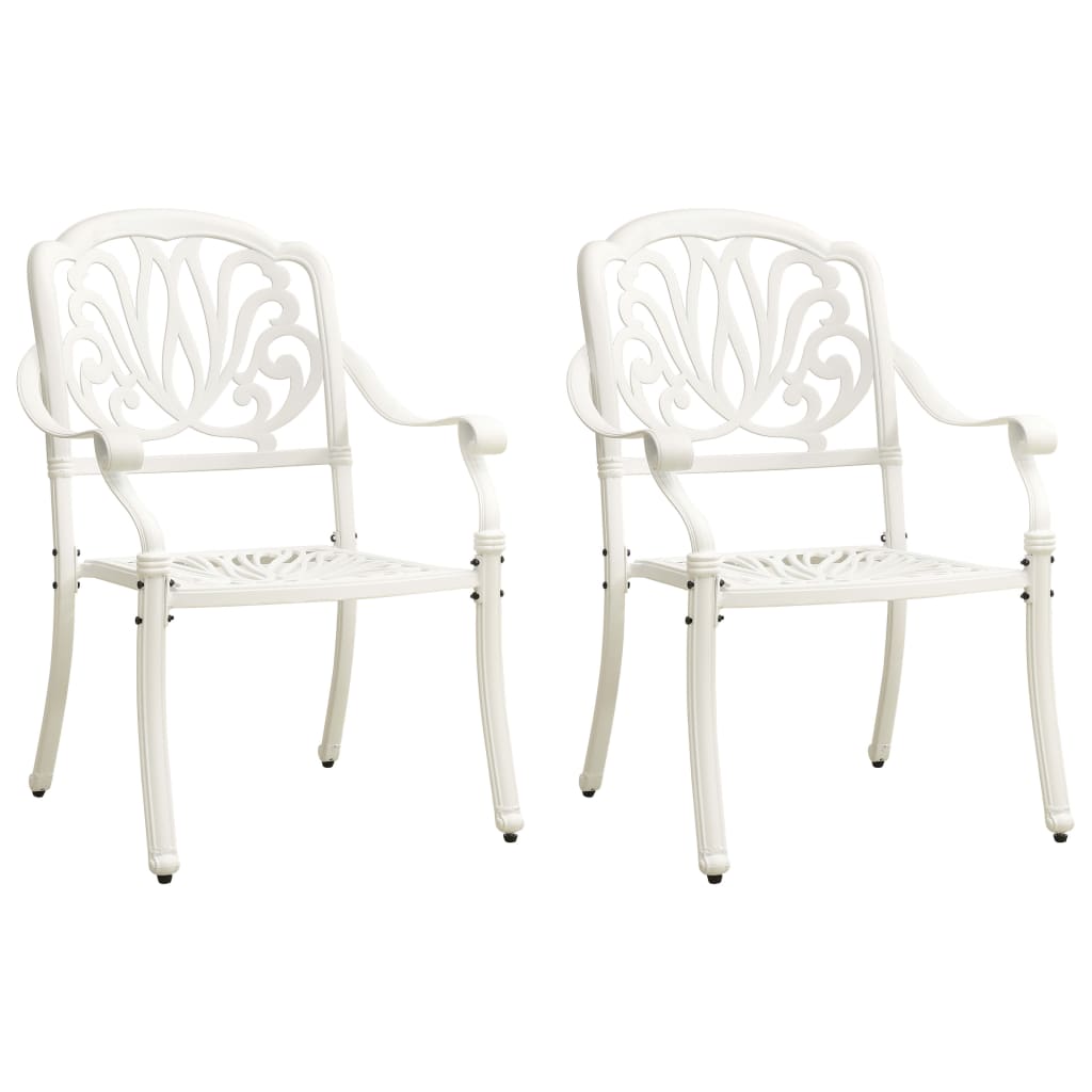 Garden Chairs 2 pcs Cast Aluminium White