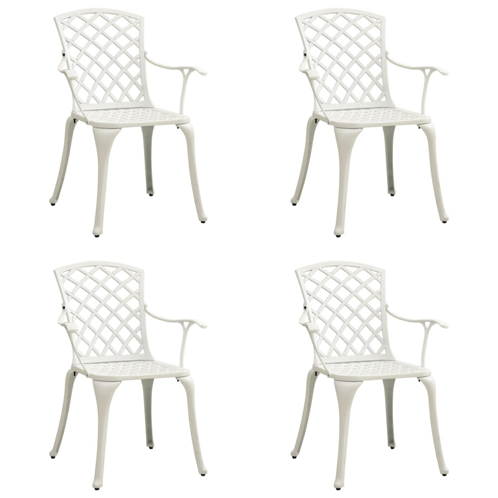 Garden Chairs 4 pcs Cast Aluminium White