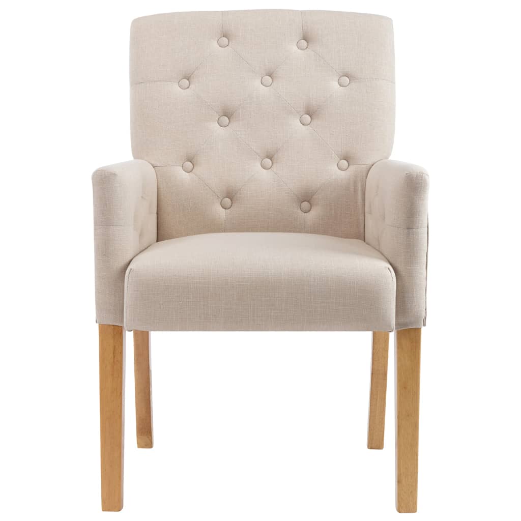 Dining Chairs with Armrests 2 pcs Beige Fabric