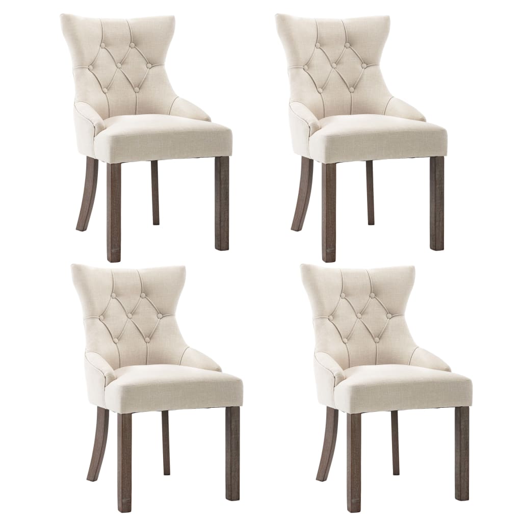 Dining Chairs 4 pcs Beige Fabric