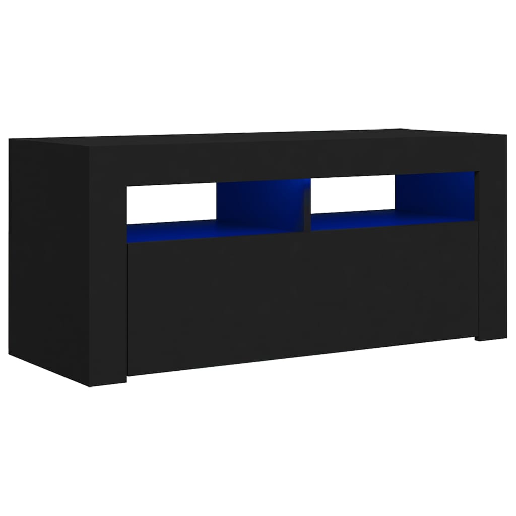 TV Cabinet with LED Lights Black 90x35x40 cm