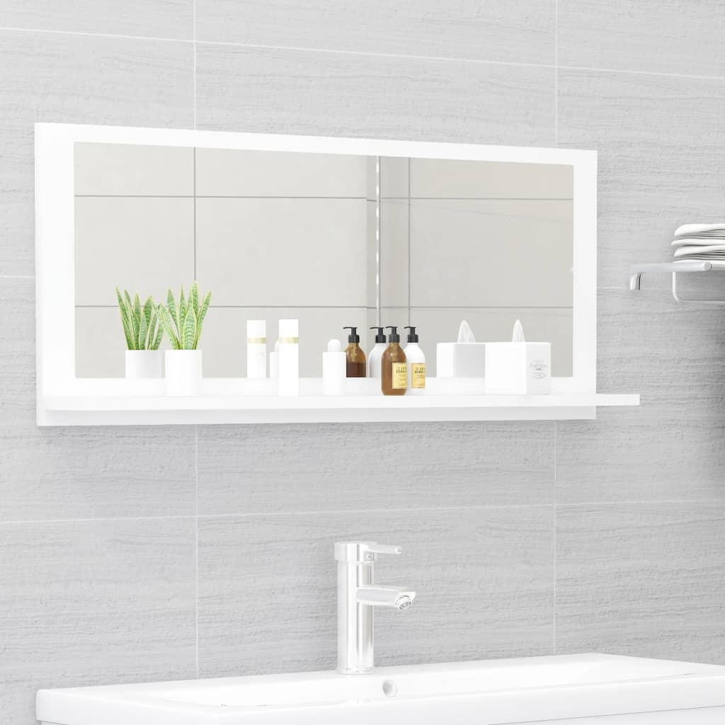 Bathroom Mirror White 90x10.5x37 cm Engineered Wood