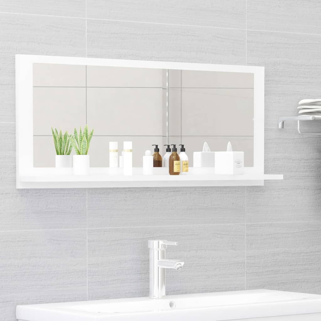 Bathroom Mirror High Gloss White 90x10.5x37 cm Engineered Wood