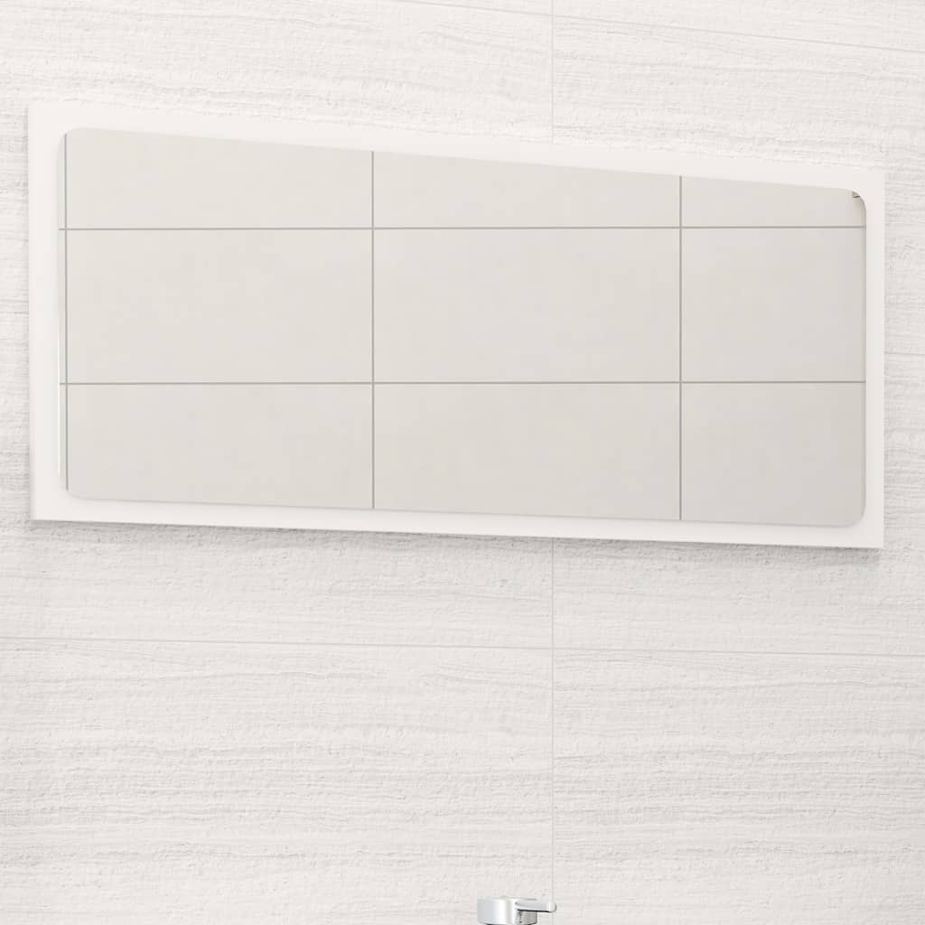 Bathroom Mirror High Gloss White 80x1.5x37 cm Engineered Wood