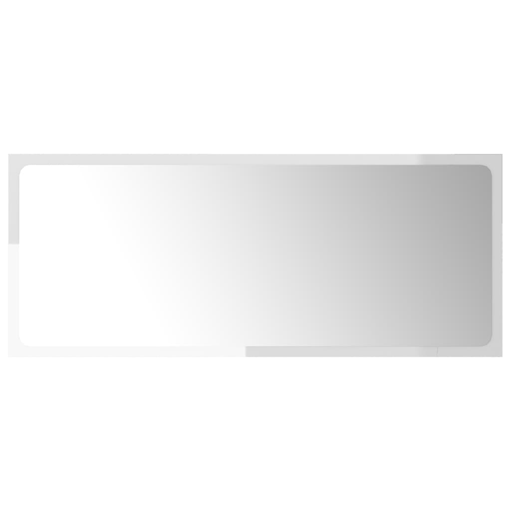 Bathroom Mirror High Gloss White 90x1.5x37 cm Engineered Wood