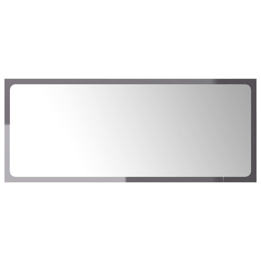 Bathroom Mirror High Gloss Grey 90x1.5x37 cm Engineered Wood