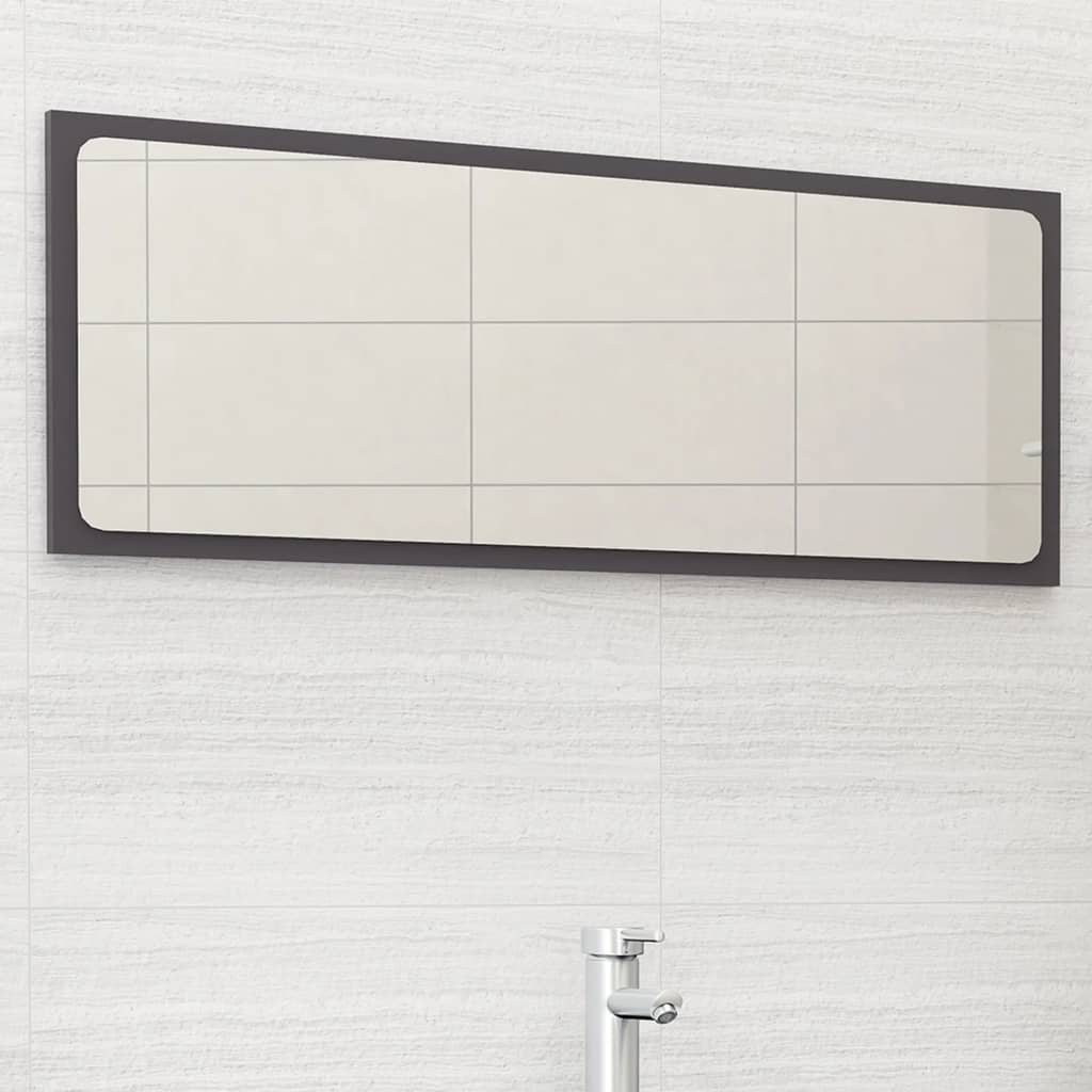 Bathroom Mirror High Gloss Grey 100x1.5x37 cm Engineered Wood