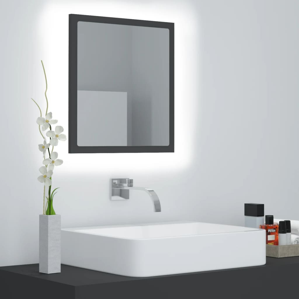 LED Bathroom Mirror Grey 40x8.5x37 cm Acrylic