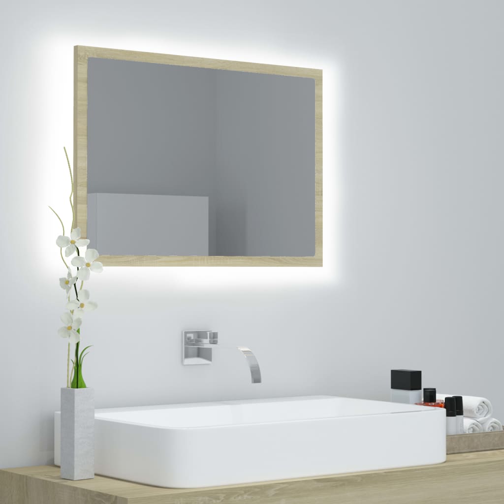 LED Bathroom Mirror Sonoma Oak 60x8.5x37 cm Acrylic