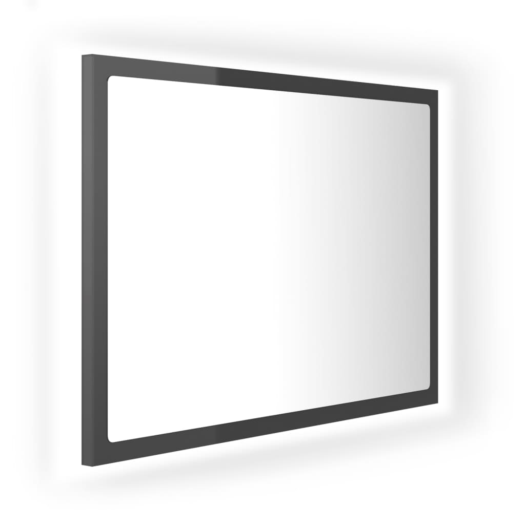 LED Bathroom Mirror High Gloss Grey 60x8.5x37 cm Acrylic