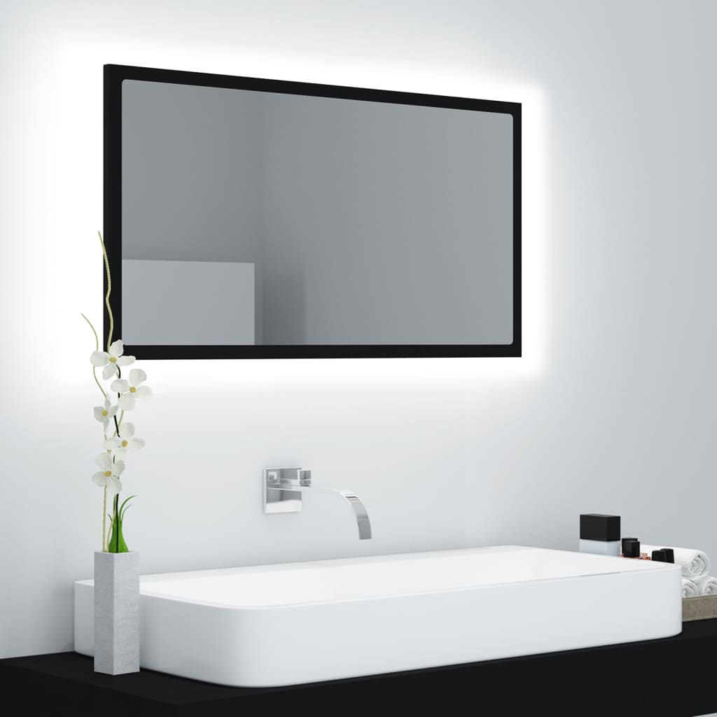 LED Bathroom Mirror Black 80x8.5x37 cm Acrylic