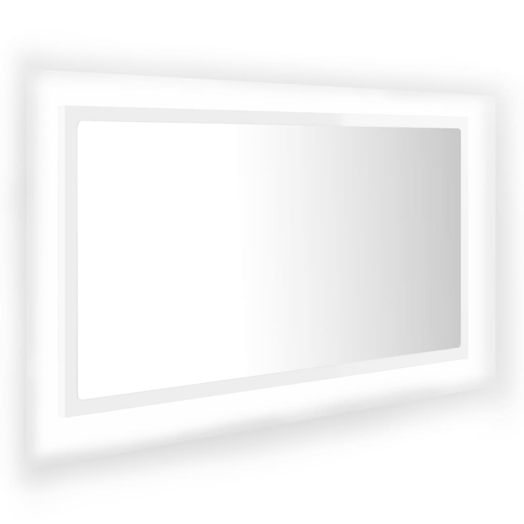 LED Bathroom Mirror High Gloss White 80x8.5x37 cm Acrylic