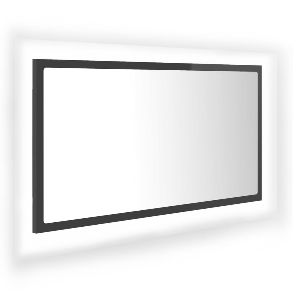 LED Bathroom Mirror High Gloss Grey 80x8.5x37 cm Acrylic