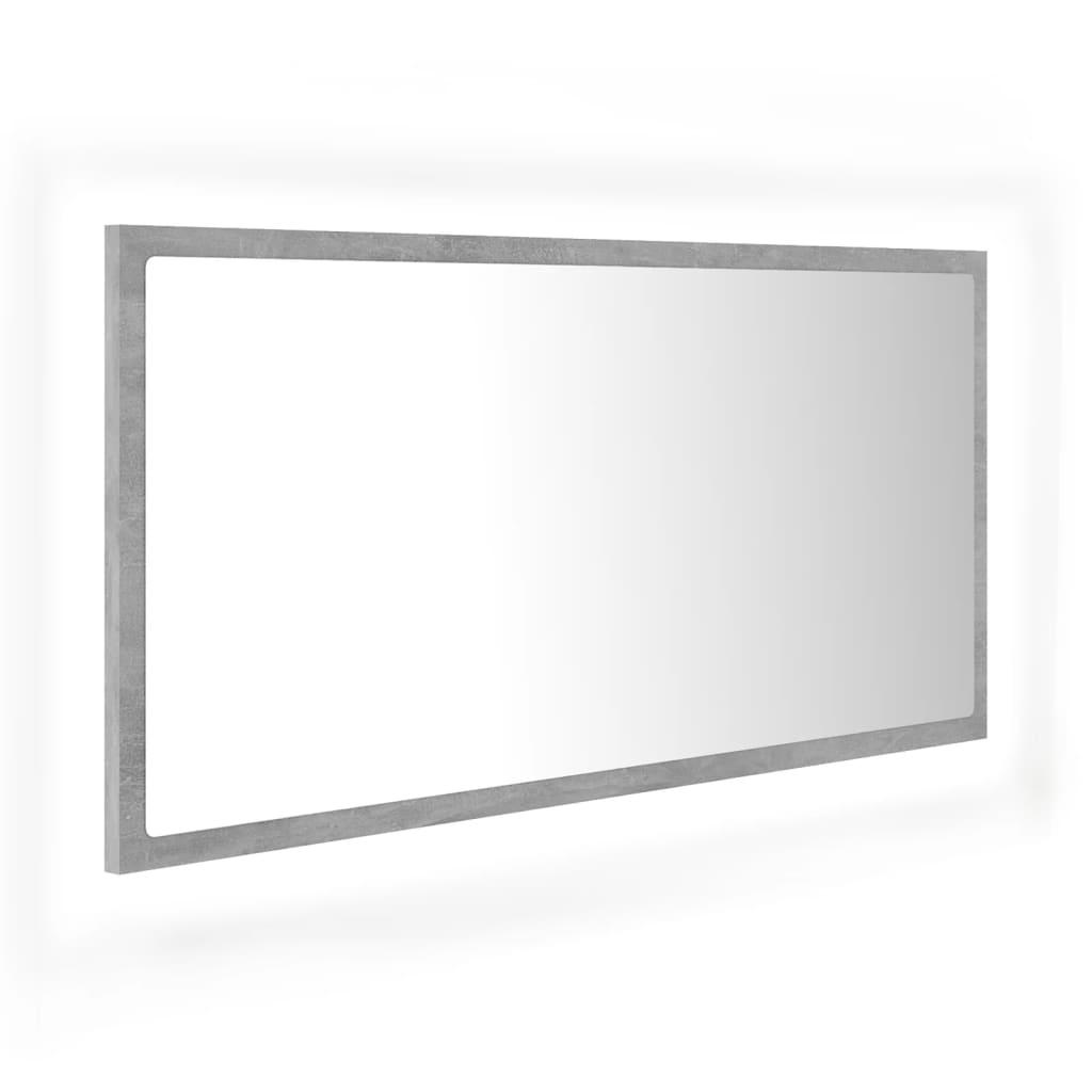 LED Bathroom Mirror Concrete Grey 90x8.5x37 cm Acrylic