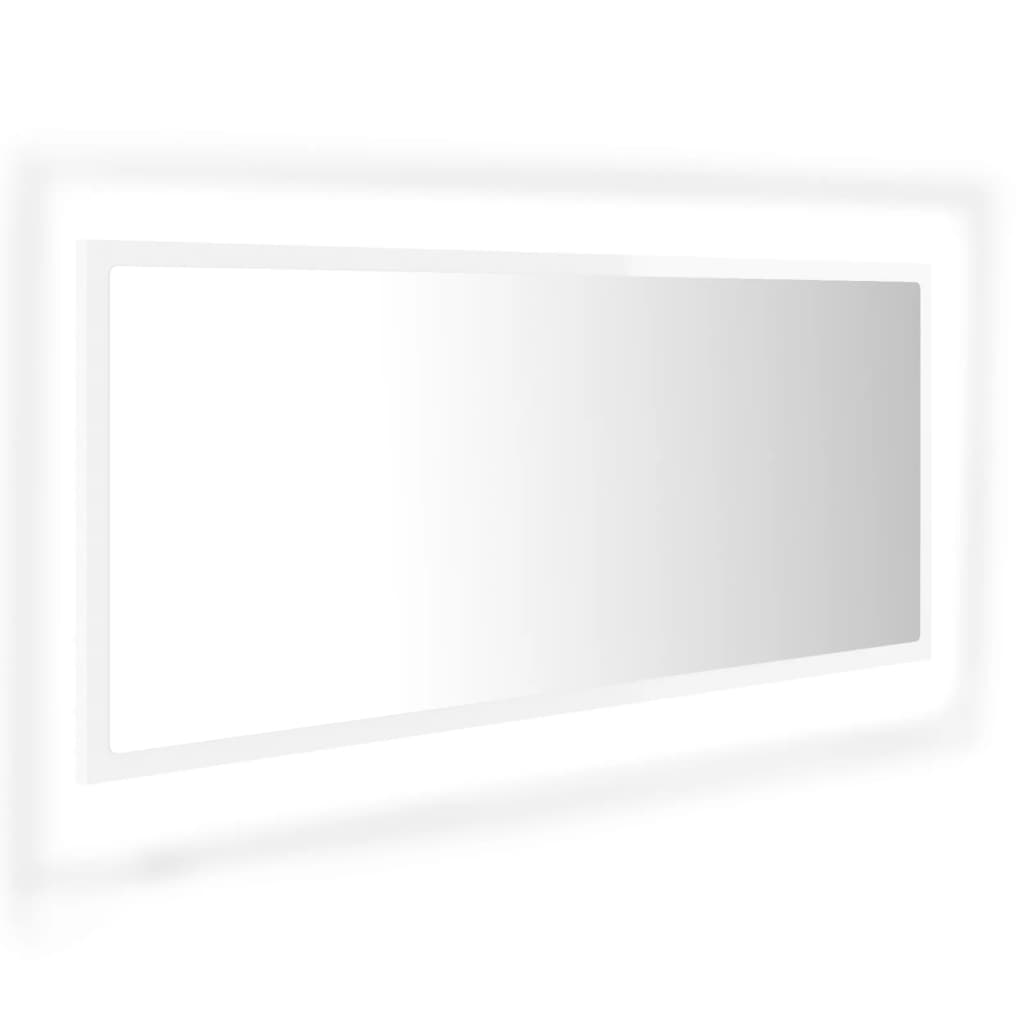 LED Bathroom Mirror High Gloss White 100x8.5x37 cm Acrylic