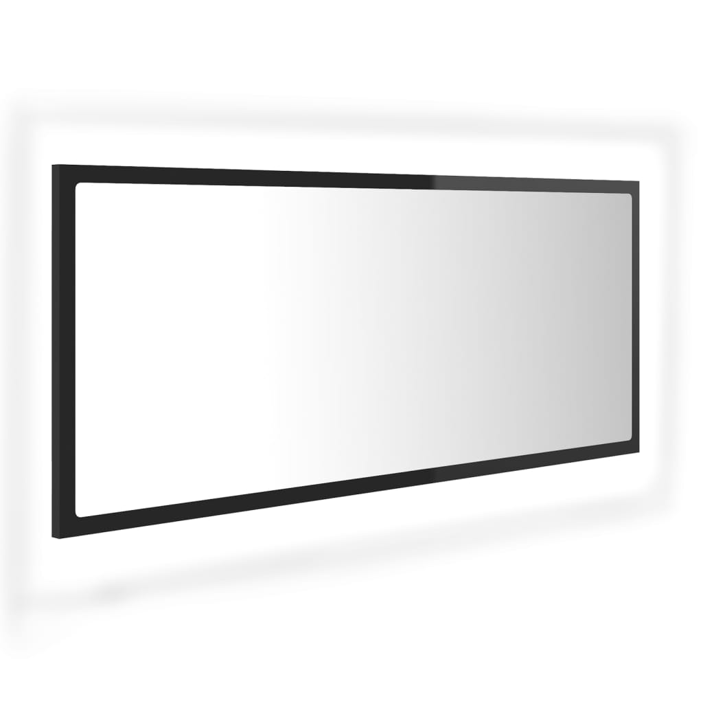 LED Bathroom Mirror High Gloss Black 100x8.5x37 cm Acrylic