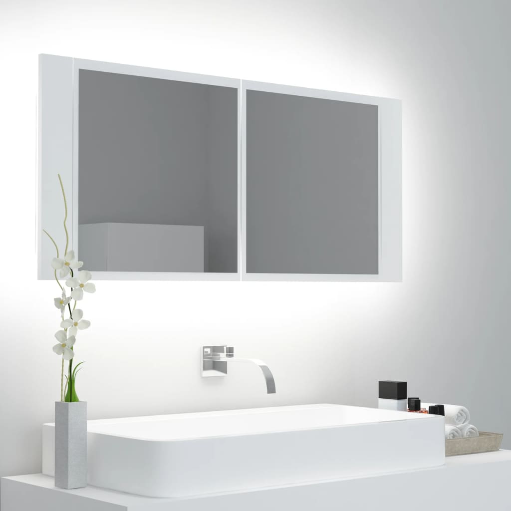 LED Bathroom Mirror Cabinet White 100x12x45 cm Acrylic