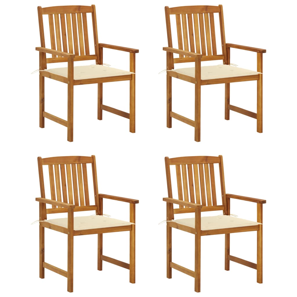 Garden Chairs with Cushions 4 pcs Solid Acacia Wood