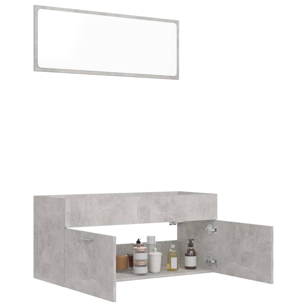 2 Piece Bathroom Furniture Set Concrete Grey Engineered Wood