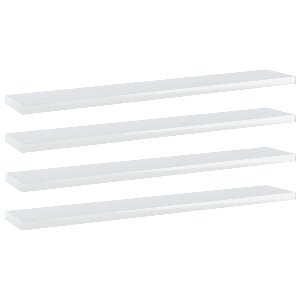Bookshelf Boards 4 pcs High Gloss White 60x10x1.5 cm Engineered Wood