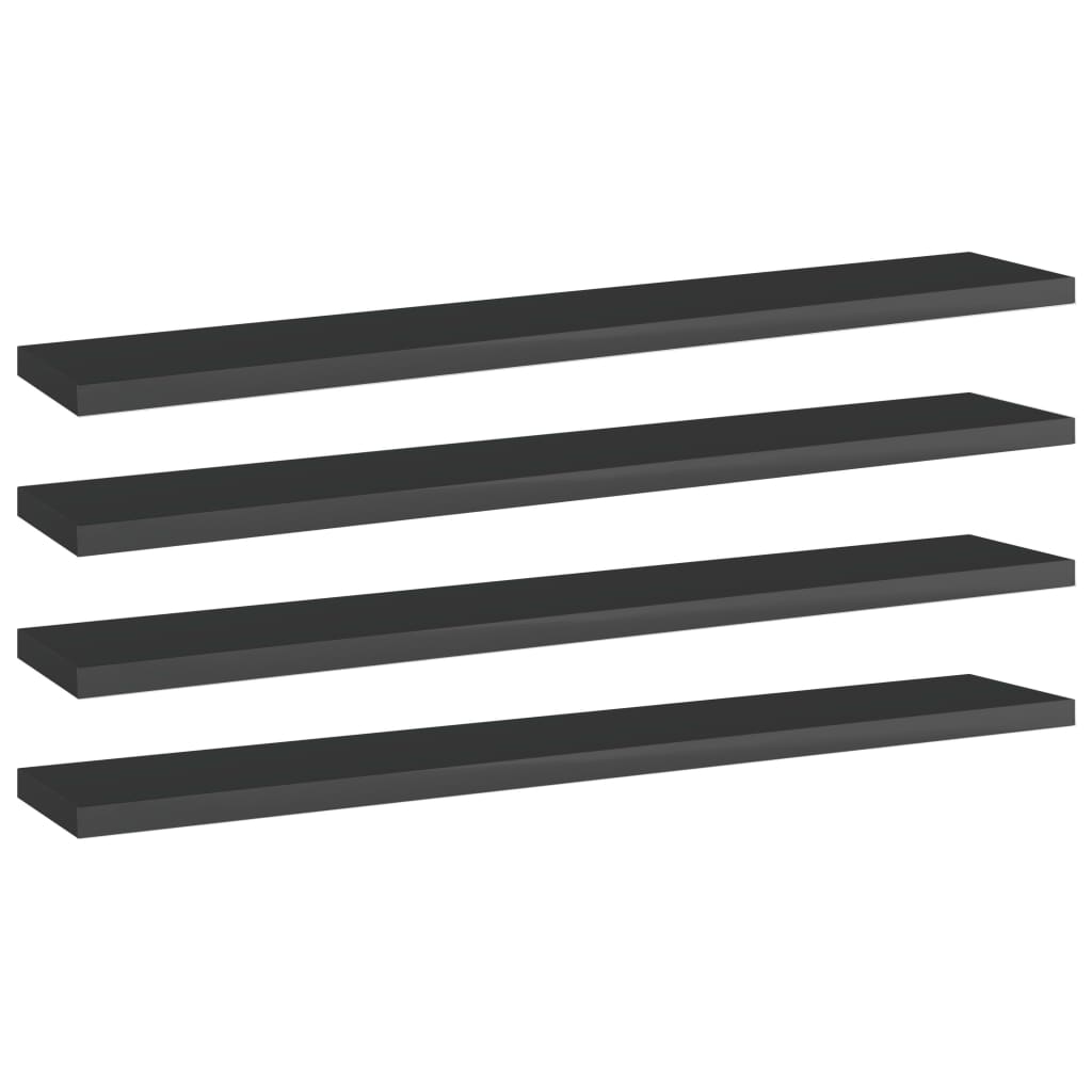 Bookshelf Boards 4 pcs High Gloss Black 60x10x1.5 cm Engineered Wood